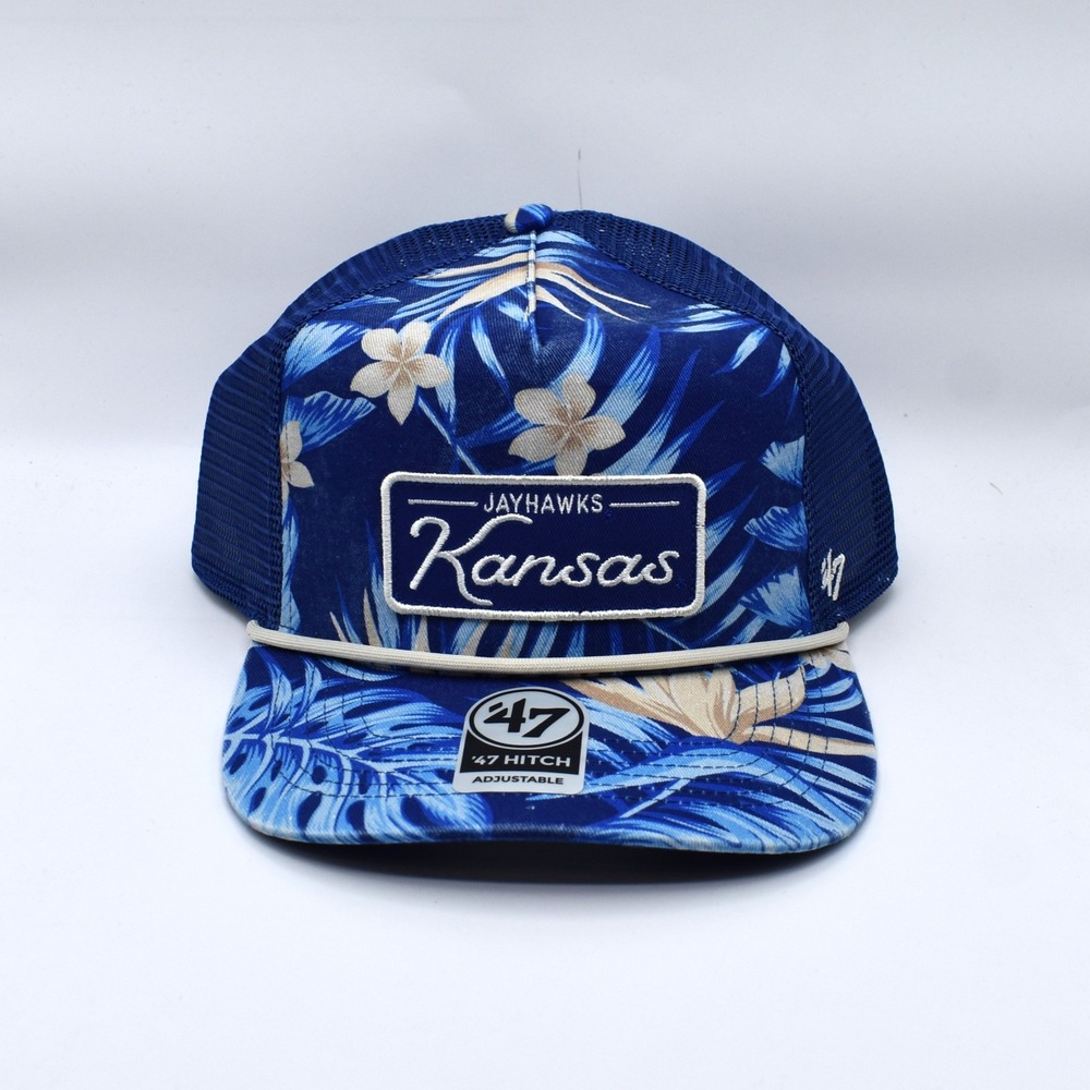 '47 Brand Kansas Jayhawks Tropicalia Patch Hitch Trucker Hat Cap Royal Blue NEW
